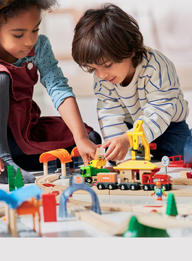 【礼物套装】BRIO木制轨道电动小火车儿童拼搭积木益智玩具3岁+