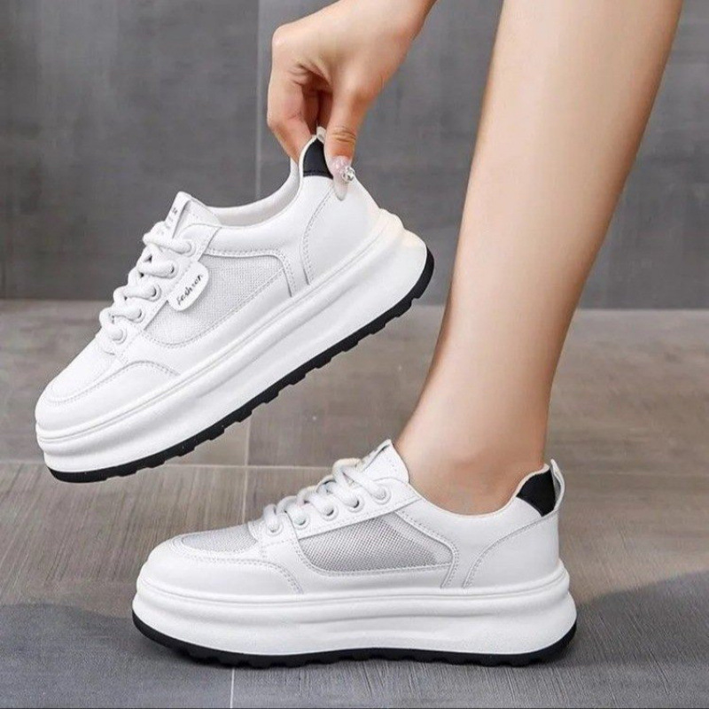 透气网面小白鞋女鞋子2025新款夏季百搭厚底薄款休闲运动网鞋夏天