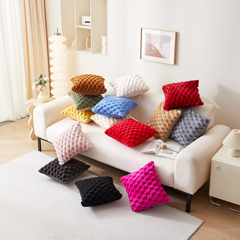 Pineapple Grid 3D Soft Plush Throw Pillowcase毛绒抱枕套靠垫