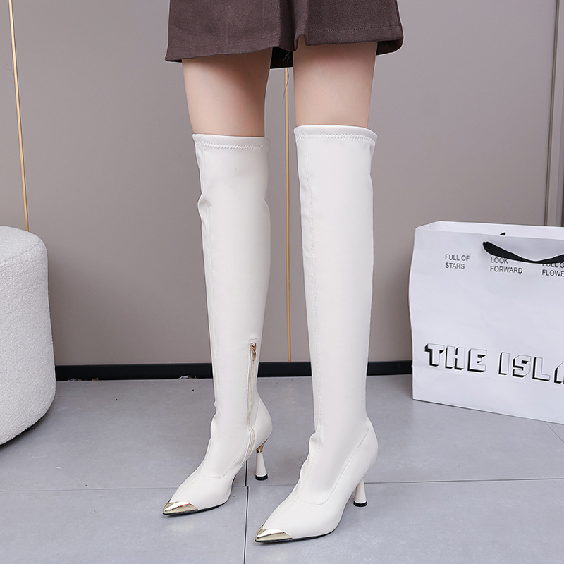 长筒靴过膝靴女绒面2025秋季百搭时尚细跟高筒网红新款加绒瘦瘦靴