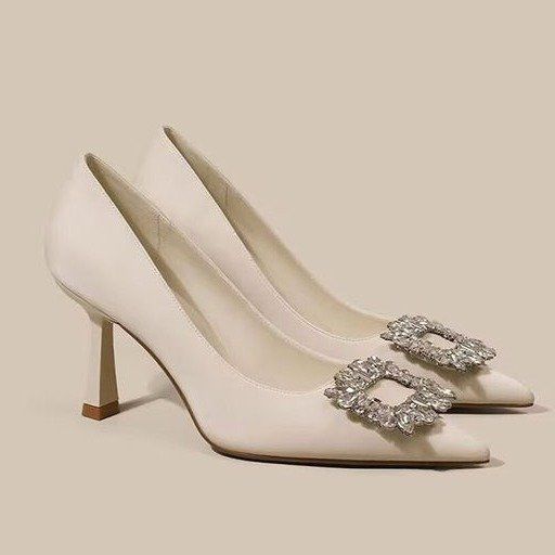 法式高跟鞋女2024春夏新款不累脚尖头气质职业工作鞋百搭细跟单鞋