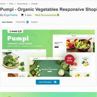 蔬菜水果瓜杂货店铺网站Pumpi Shopify独立站建站主题模版