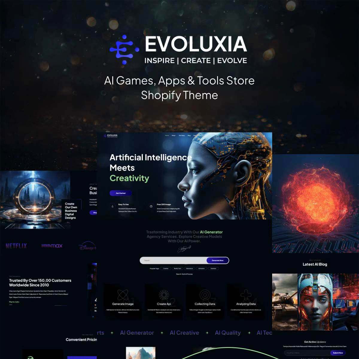 人工智能游戏插件软件工具等Evoluxia Shopify主题模板