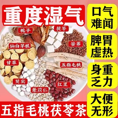北京同仁堂五指毛桃茯苓薏米茶红豆祛湿茶熬夜健脾养胃养生茶清火去湿气排毒排体内湿寒湿气重