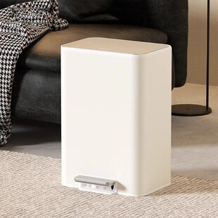 ins风客厅垃圾桶2024新款极简静音缓降家用不锈钢带盖脚踏式厨房