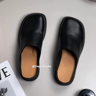 李玮柏的鞋原样开发lamei家慵懒包头半托百搭通勤增高穆勒托鞋