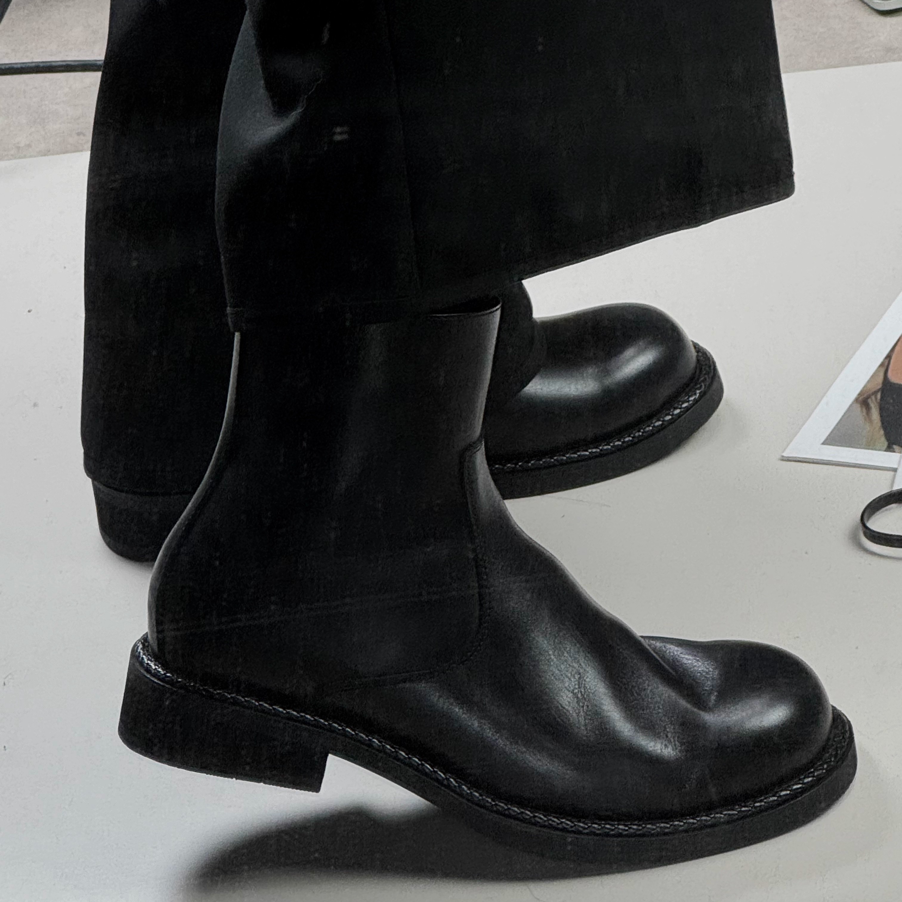 时髦奢感圆头增高切尔西鞋