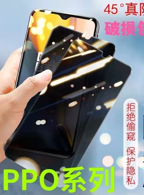 适用OPPOReno15/14/13/5/6/7/8Pro防偷窥A6A5A93A91A72A55A53A52全屏钢化膜防摔k10防偷看保护隐私A1A2x手机