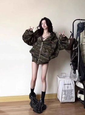 美式复古迷彩外套女秋季2025新款
