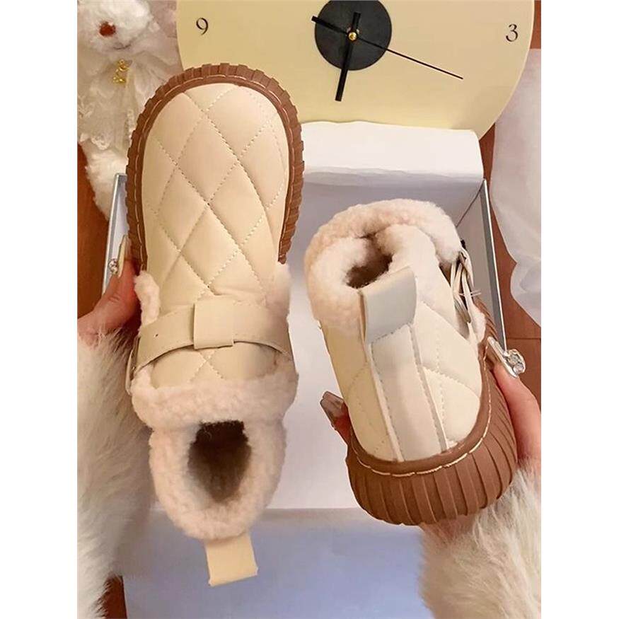 防滑软皮雪地靴女冬季加