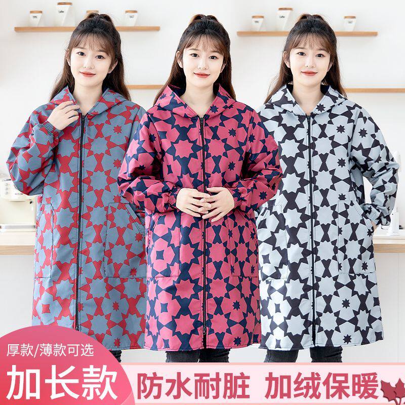 加绒中长款家用长袖女防
