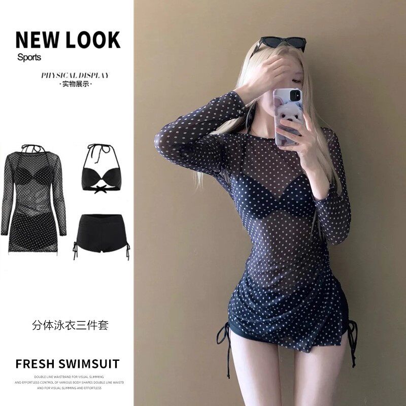 泳衣女分体保守三件套新款少女韩版ins防晒罩衫沙滩度假钢托聚拢