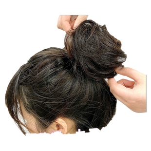 丸子头假发发圈真发花苞头假发圈发包假发髻盘发自然抓夹双高颅顶