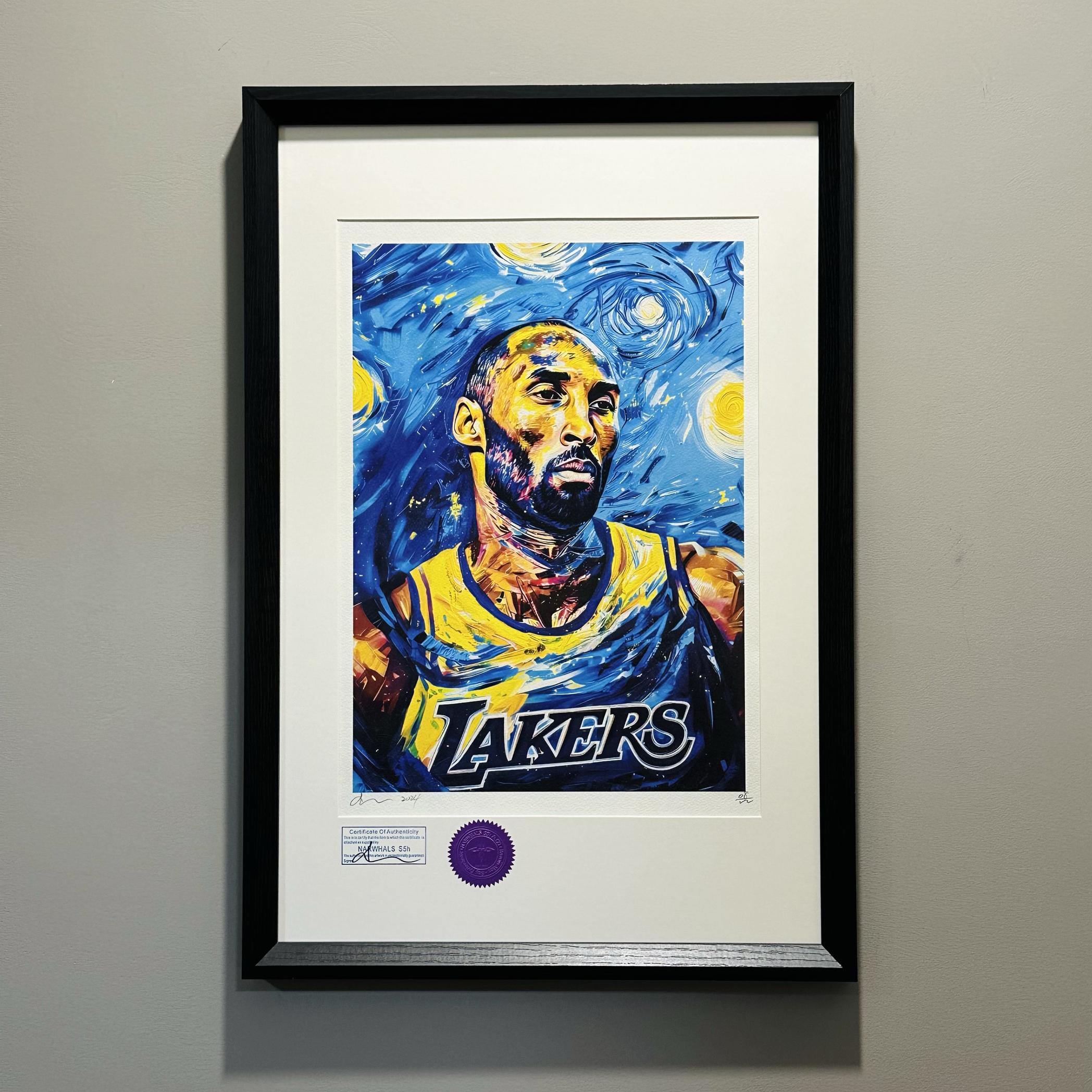 S5h正品限量版画 NBA科比 & 梵高星月夜 潮流艺术装饰画 客厅挂画