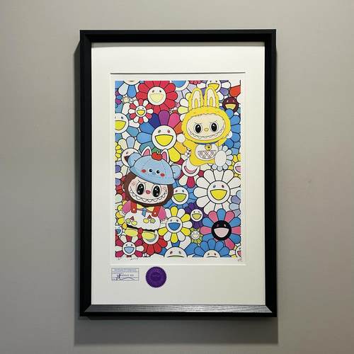 S5h限量版画 拉布布Labubu & 哆啦A梦 & 村上隆太阳花 客厅装饰画