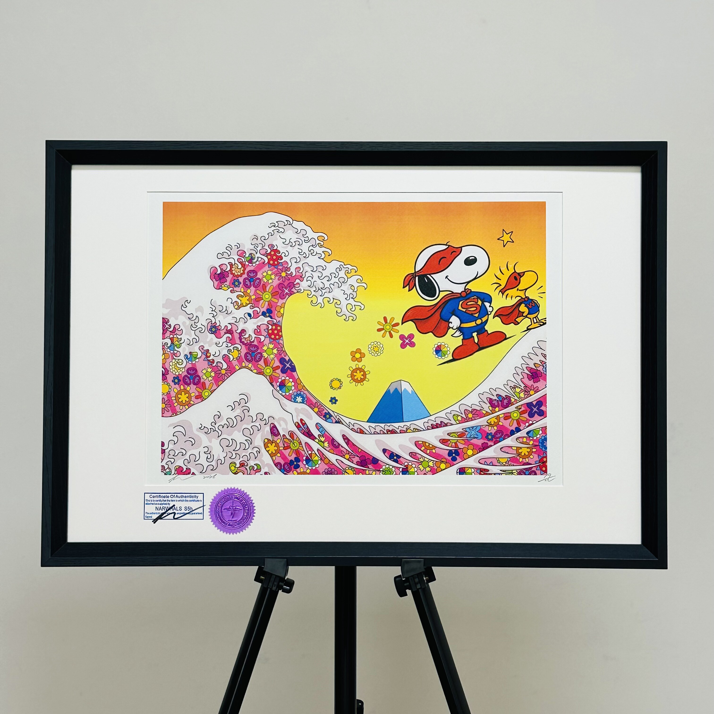 S5h正品限量潮流版画神奈川冲浪里 史努比客厅装饰画玄关艺术挂画