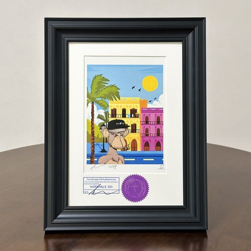 S5h正品限量潮流版画 无聊猿 古巴雪茄 客厅玄关装饰画 艺术摆件