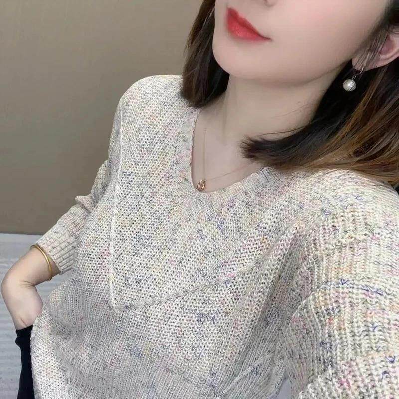 沐沐轻奢集市星空幻彩时尚气质慵懒风棉衫百搭女毛衣宽松显瘦针织
