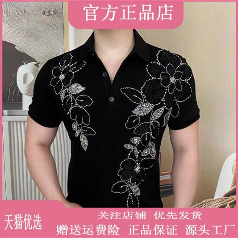 锋界服饰夜章繁花夏季新款爆款休闲男短袖帅气时尚潮流百搭POLO衫