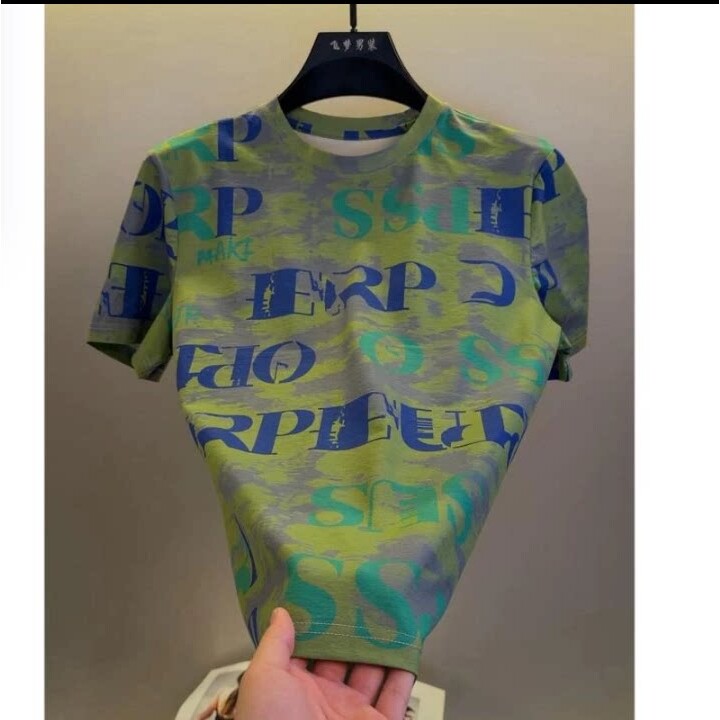 【轻奢品质】夏季男士简欧印花圆领短袖T恤时尚潮流百搭半袖上衣