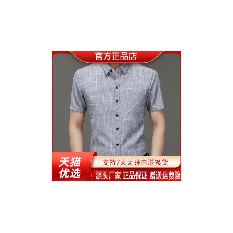 青澜之嘉父亲节礼物男士衬衫格子商务休闲男夏上衣薄款衬衣带口袋