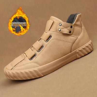 波涛男鞋2025冬季新款加绒保暖百搭透气时尚休闲男潮鞋一脚蹬板鞋