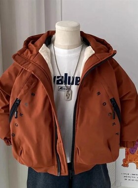 星童优选童装儿童套装男童加绒派克服外套冬季棉衣时髦保暖风衣潮