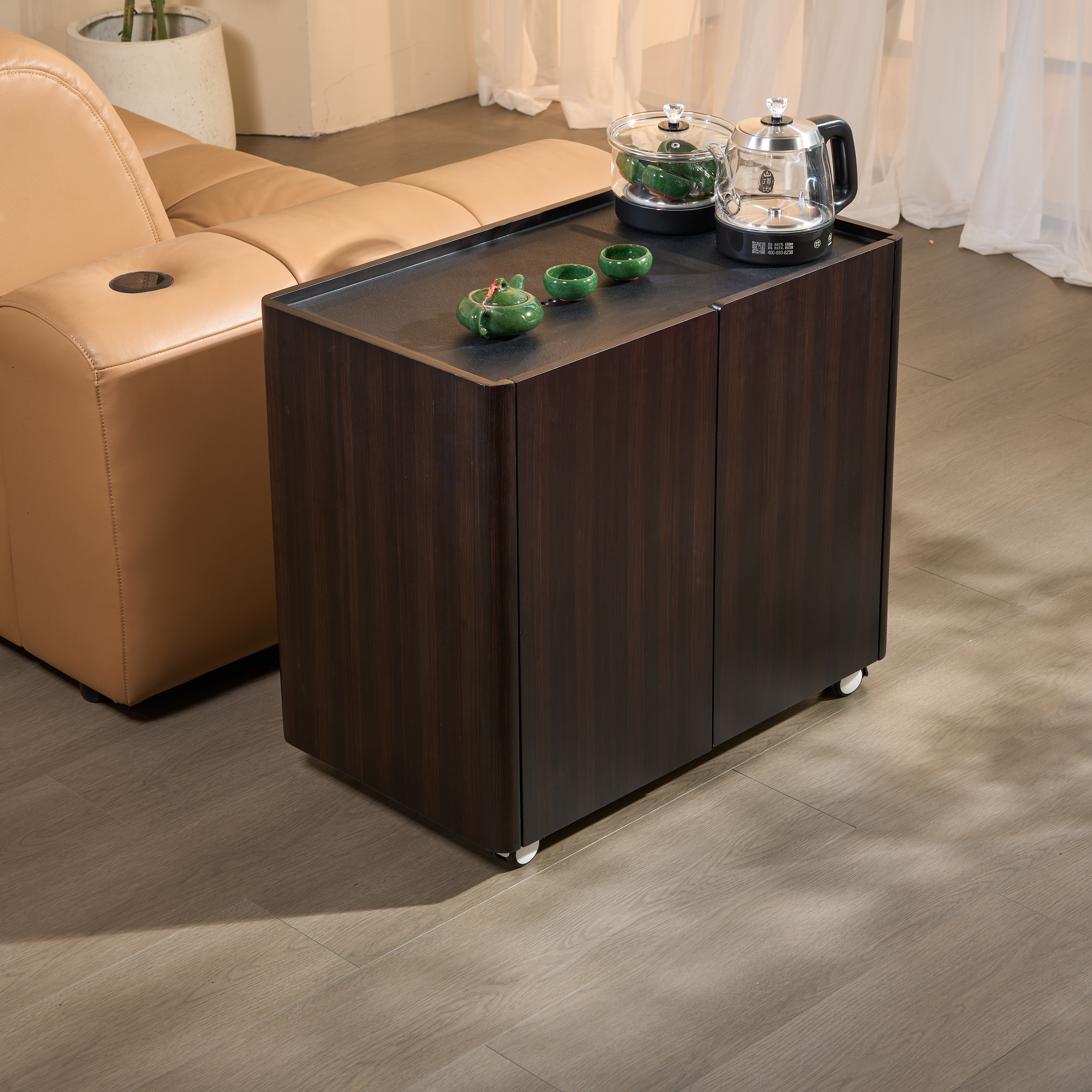 实木移动茶桌意式极简