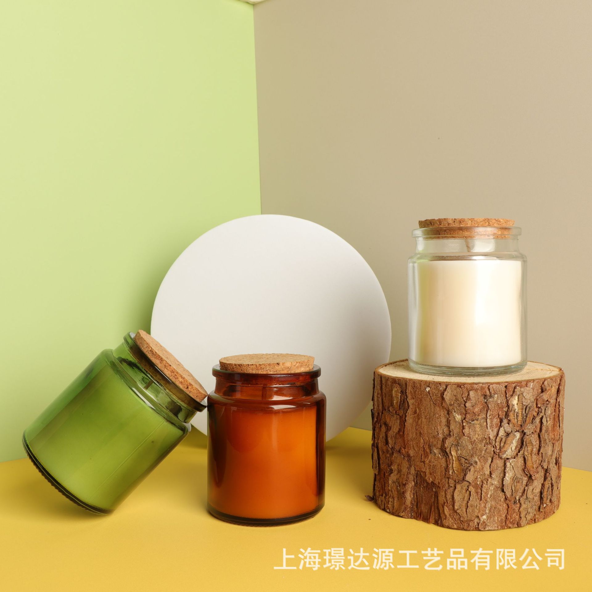 香薰蜡烛茶色棕色绿色透