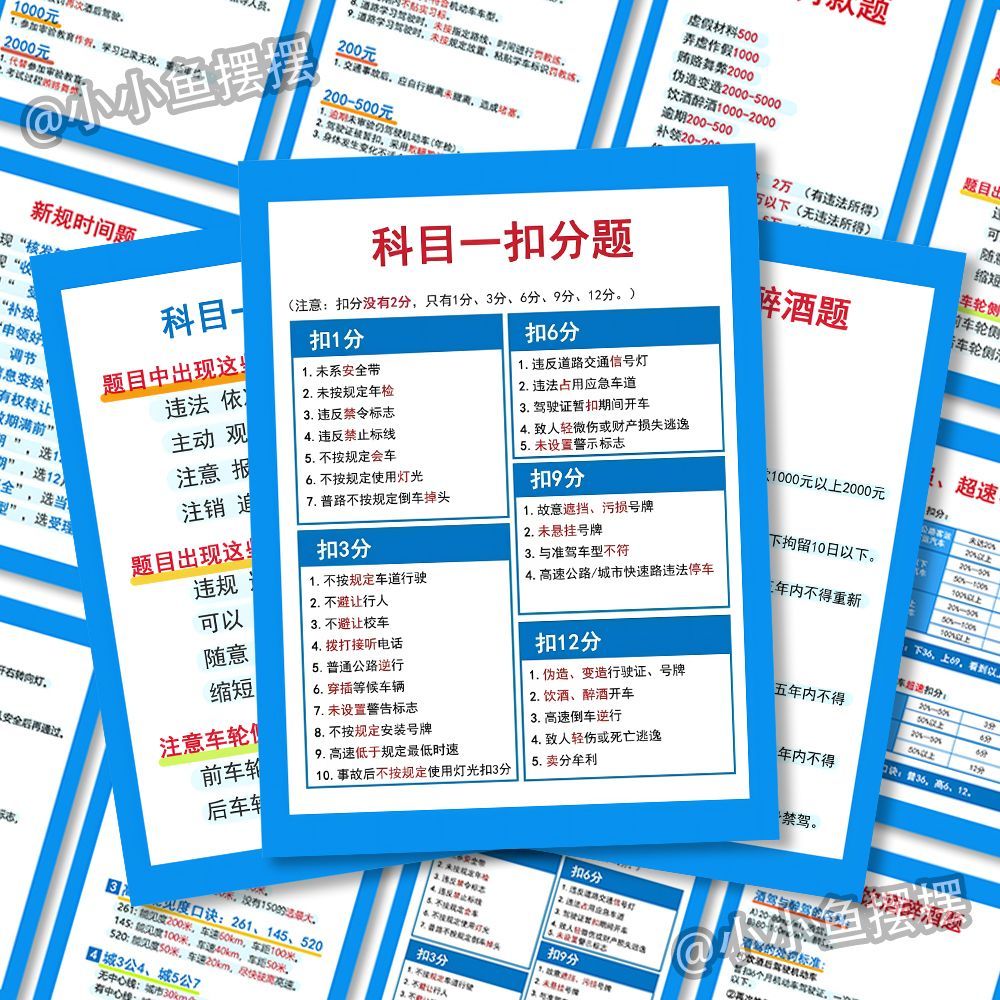 12张科目一知识点贴纸2025年驾照备考一次性过实用贴画装饰笔记本