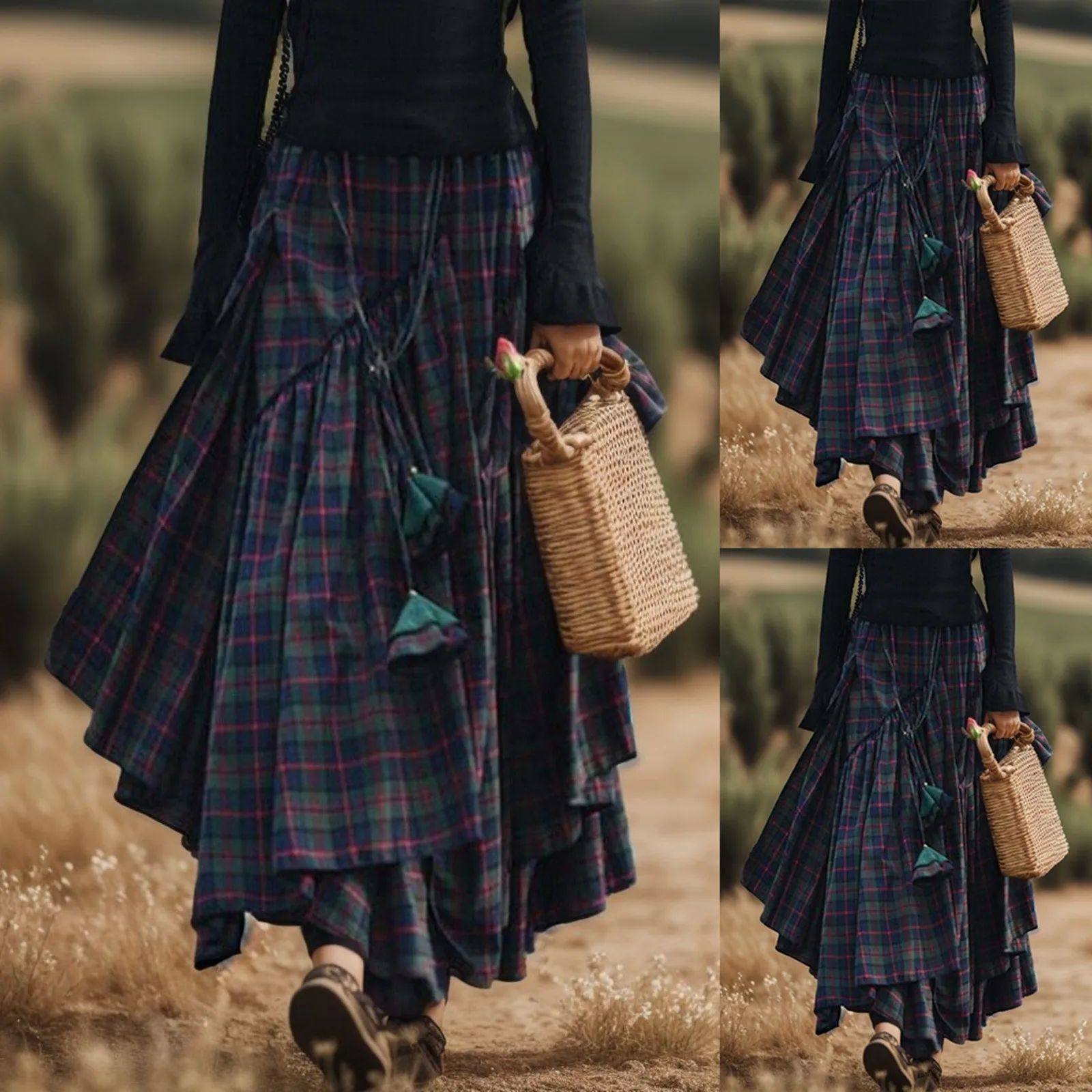 Splicing irregular large swing skirt拼接不规则女款大摆半身裙