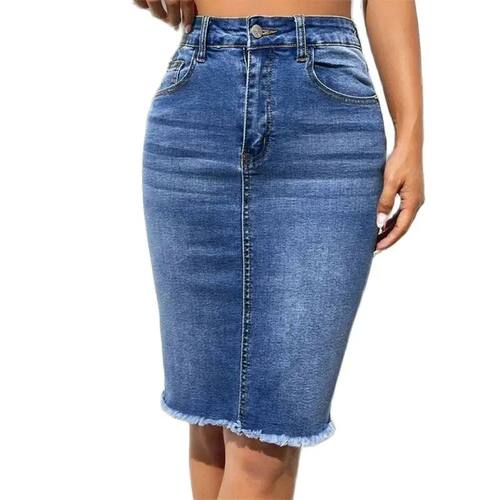 Denim stretch high waisted skirt for women牛仔弹力高腰半身裙