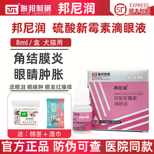 联邦邦尼润硫酸新霉素滴眼液猫咪眼药水结膜炎流眼泪发炎狗角膜炎