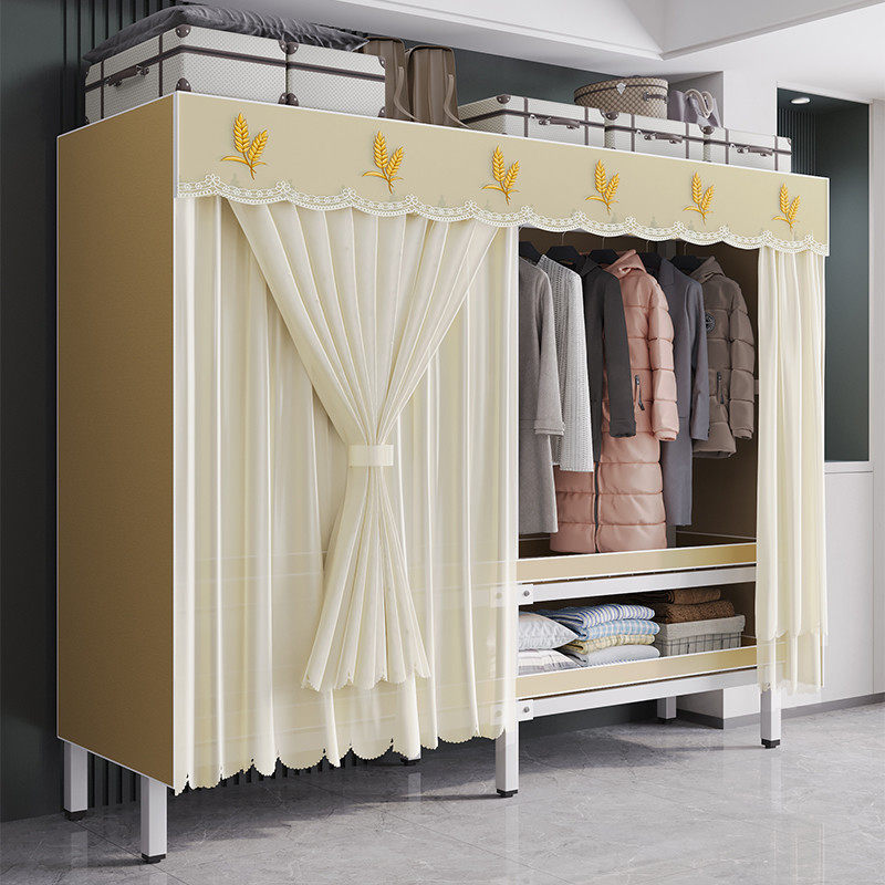 免安装布衣柜简易衣柜家用卧室折叠钢架小户型现代简约纱帘衣橱柜,住宅家具,简易衣柜,淘宝优惠券,粉丝福利购,淘宝优惠卷