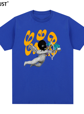 宝蓝色 CLB Tee 公鸭 Drake 圆领T恤 全棉短袖嘻哈复古美式半袖