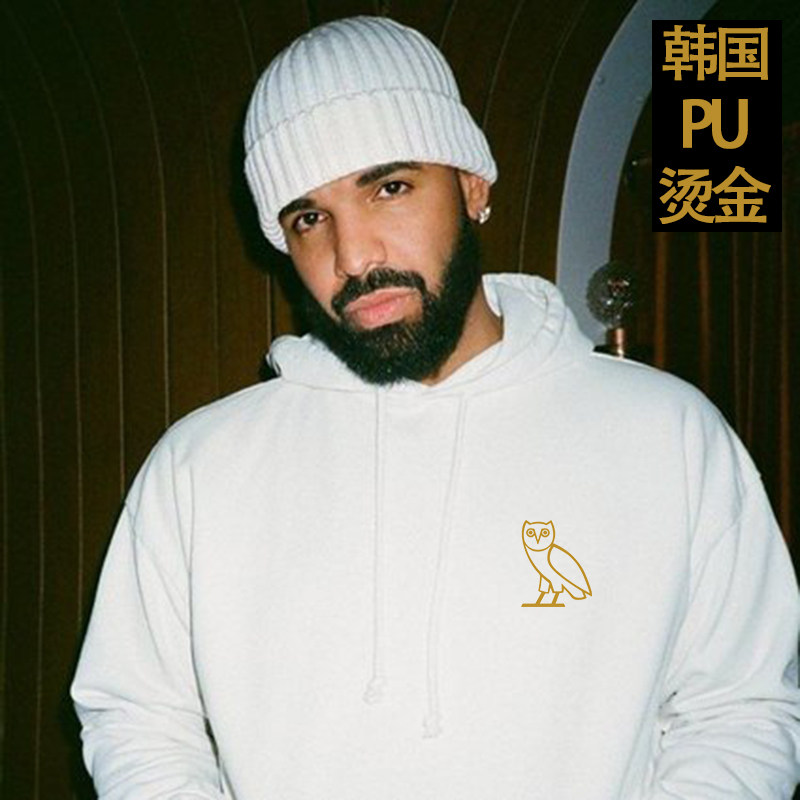 猫头鹰连帽卫衣Drake公鸭同款烫金小logo帽衫OVO专辑CLB嘻哈说唱