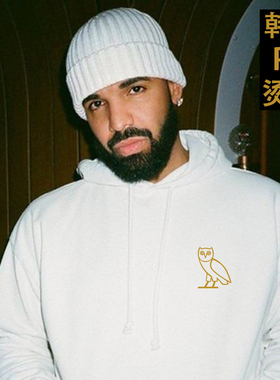 猫头鹰连帽卫衣Drake公鸭同款烫金小logo帽衫OVO专辑CLB嘻哈说唱