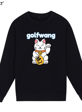 Golf Wang招财猫白猫嘻哈潮牌hip hop街头饶舌涂鸦男女圆领卫衣