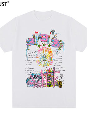 Bladee 333短袖T恤瑞典云雾说唱嘻哈hip hop饶舌潮牌rap蜡笔涂鸦