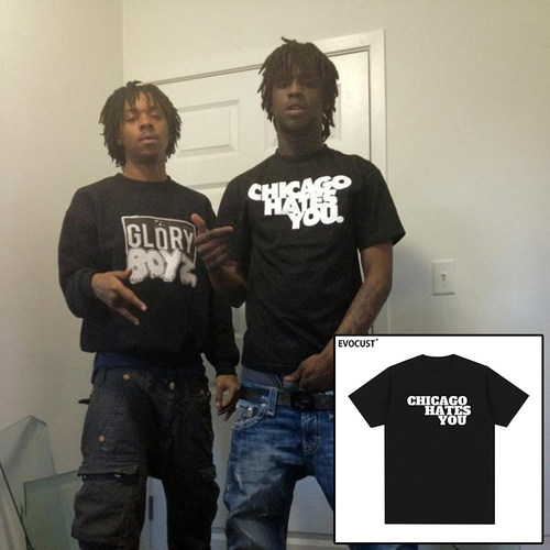 Chief Keef短袖T恤Chicago Hates You字母印花同款男女街头Rapper