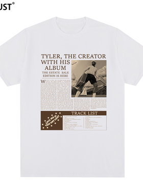 Tyler The Creater Vintage短袖T恤嘻哈报纸字母印花男女说唱美式