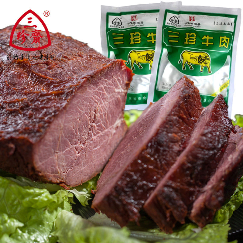年货三珍斋酱卤牛肉100g厂家直销零食真空酱牛肉即食冷吃卤味熟食