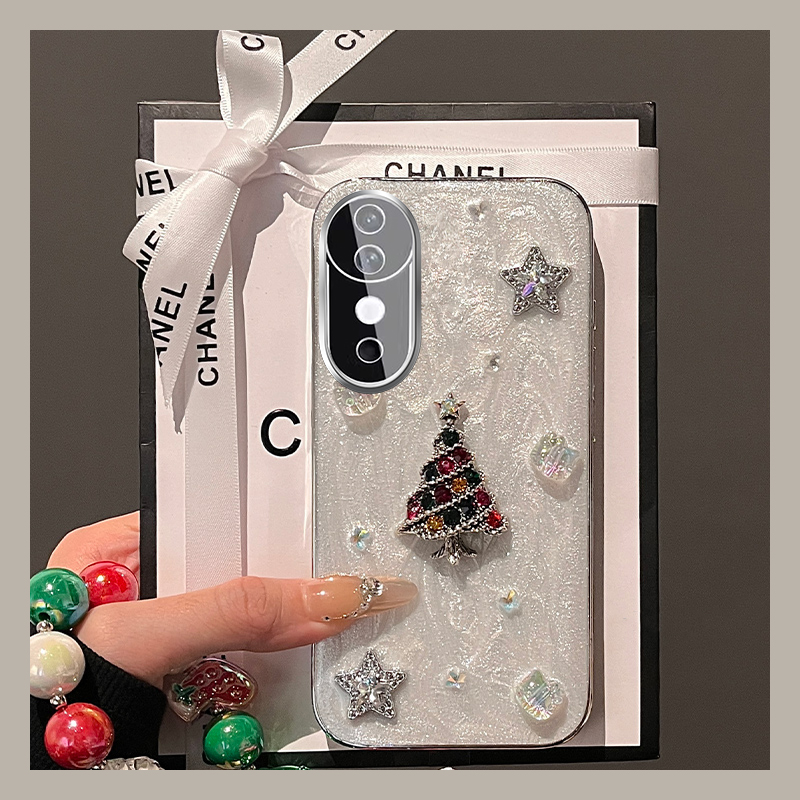 高级感圣诞树适用vivos20手机壳s19pro滴胶s18e电镀s17挂链s16日韩s15por立体s10手提s9硅胶s7t女s6/s5/vivo