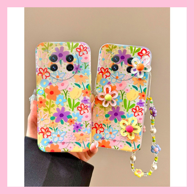 彩色碎花花朵适用华为magicv3手机壳magicvs2立体p50小清新pockets春夏matexs2手链x5折叠屏x3硬壳pocket2潮