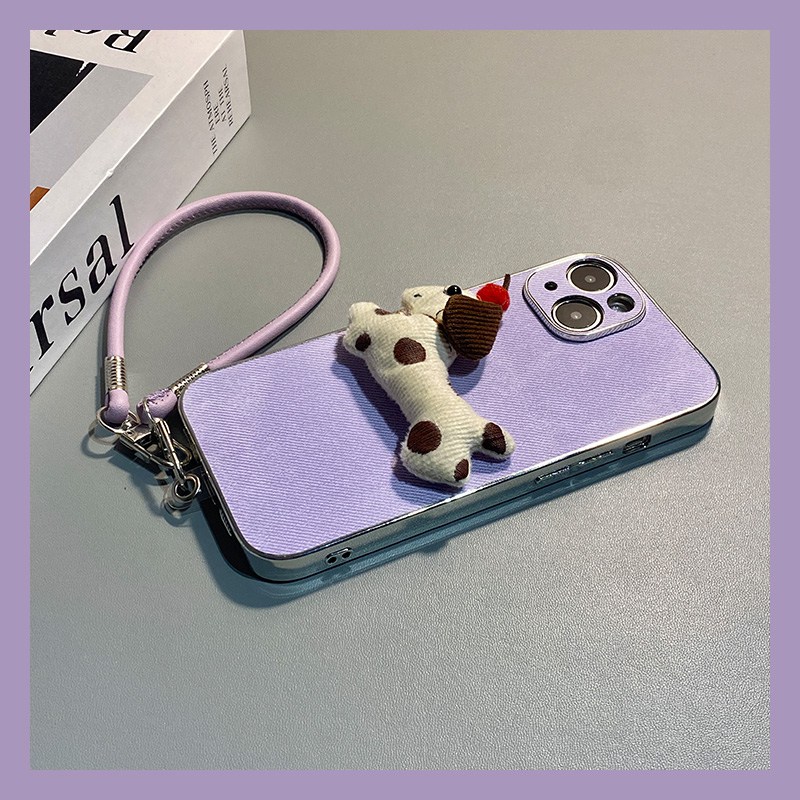 手机壳秋冬绒布牛仔纹立体卡通毛