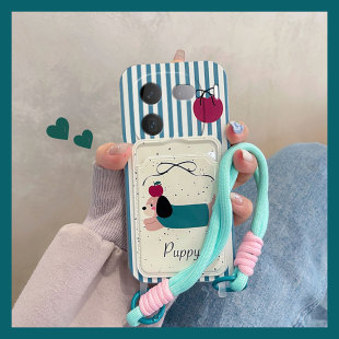 条纹可爱狗狗适用vivoiqoo12pro手机壳iqoo11s小清新icoo10卡包9插卡8硅胶7软壳5卡通3个性vivo爱酷iq00创意