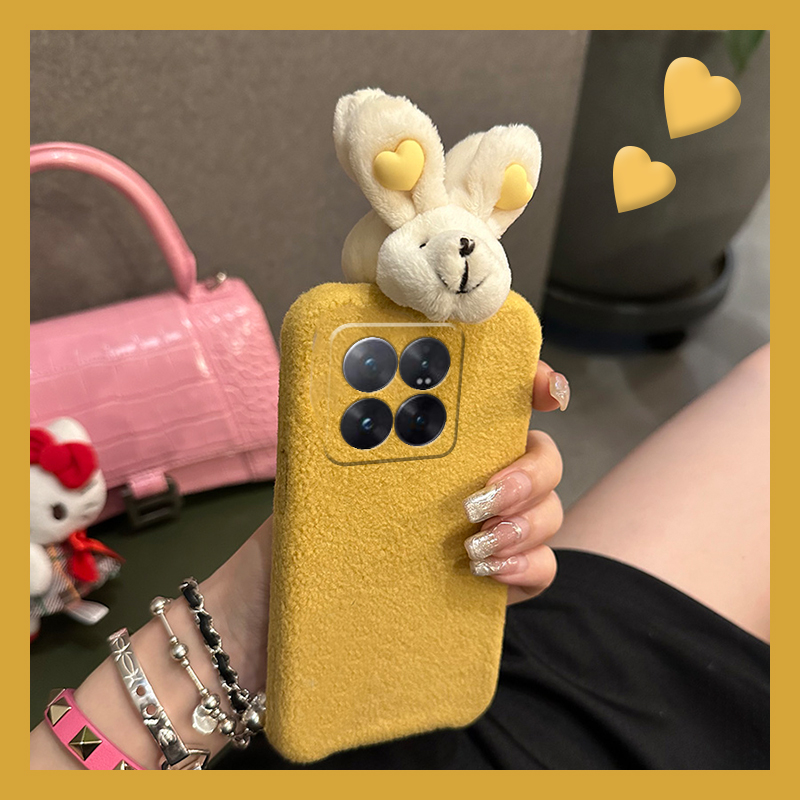 可爱兔子适用小米14pro手机壳13ultra立体12spro日韩12x绒布11青春版10mix4硅胶9a/mi8se/civi4/3/2/1s毛绒绒