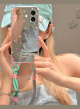 多巴胺波点适用苹果16pro手机壳iphone15promaax彩色14plus挂绳13mini镜子12镜面11por日韩x8女xr7硅胶se2se3