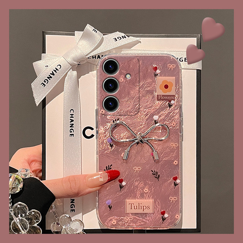 粉色花朵碎花适用三星s24plus手机壳s23+十s22立体s21fe金属s20ultra蝴蝶结s10软s9冰川纹s8硅胶note20galaxy