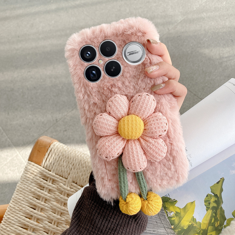 ins风向日葵花朵适用小米红米k90promax手机壳k80立体k70pro秋冬季k60e至尊版k50毛绒turbo4/3/k40s/k30i/12x